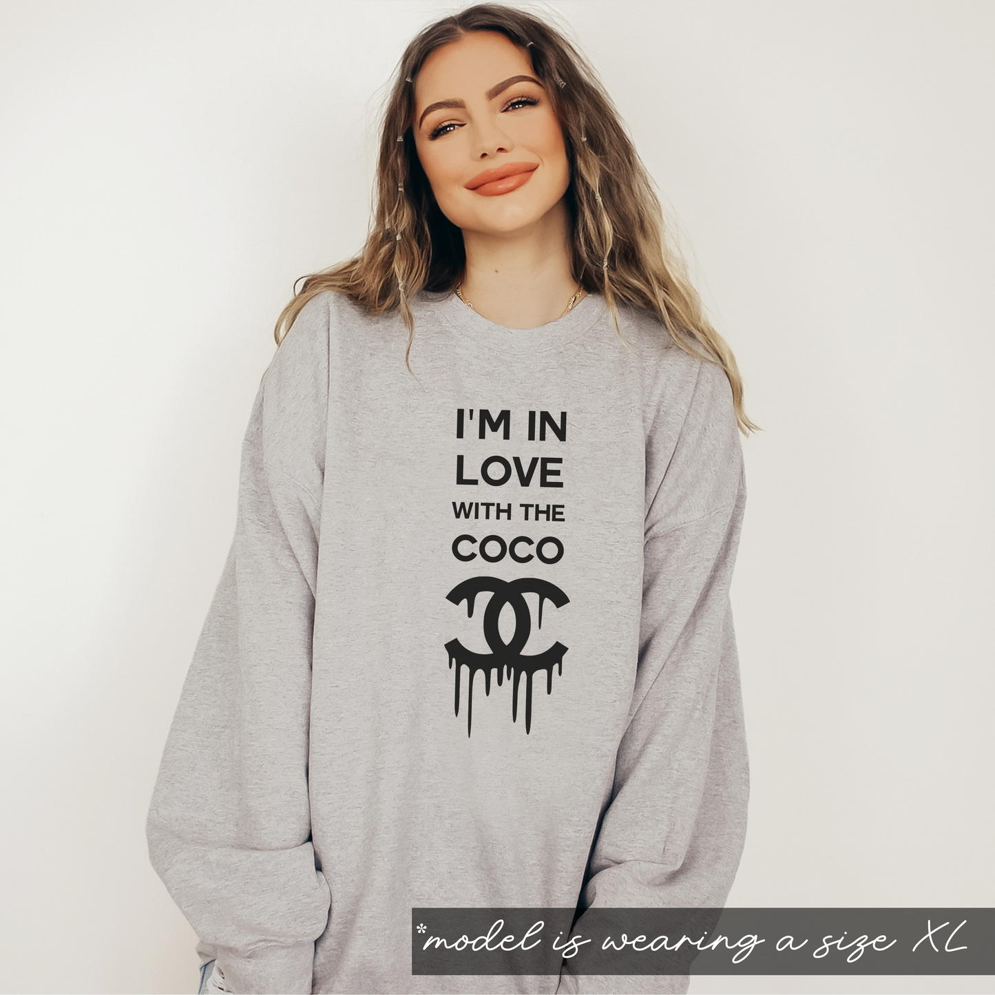 I'm In Love With The Coco Chanel Sweatshirt, Trendy Women's Designer Inspired Sweatshirt