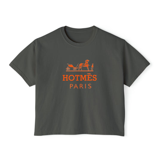 Women's Hotmes Paris Boxy Cropped Tee, Funny Hermes Shirt, Trendy Women's Designer Inspired T-shirt