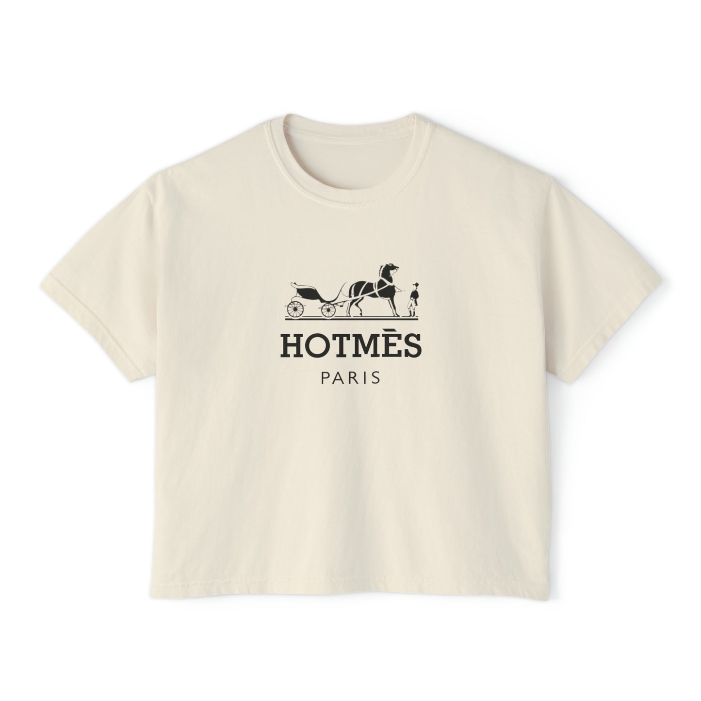 Women's Hotmes Paris Boxy Cropped Tee, Funny Hermes Shirt, Trendy Women's Designer Inspired T-shirt