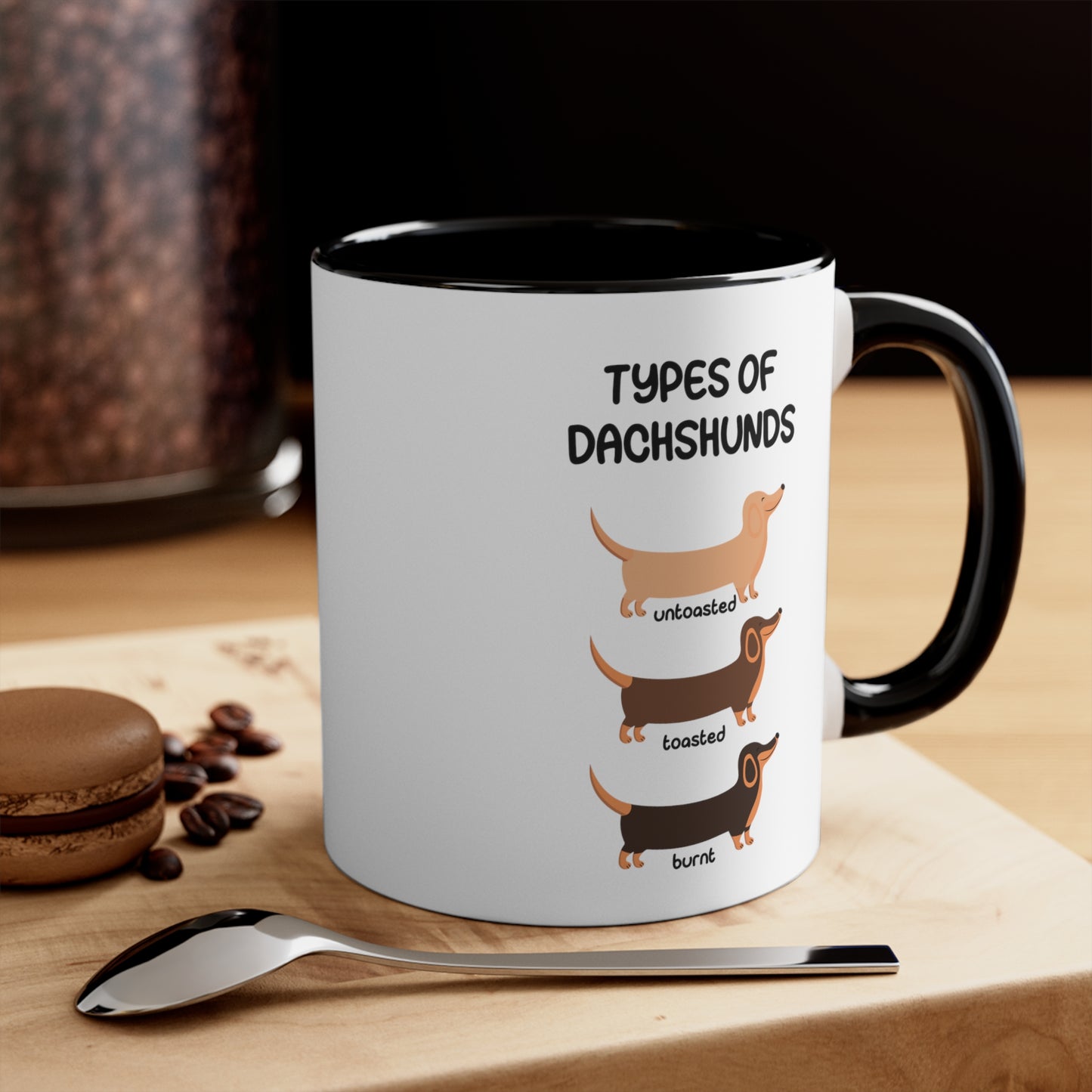 Types of Dachshunds Black Accent Coffee Mug, 11oz