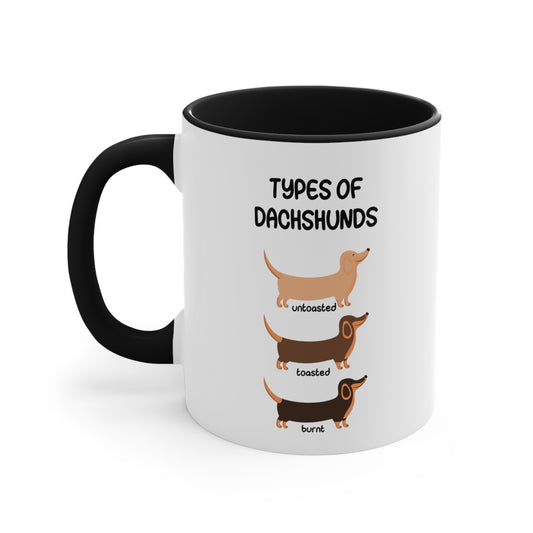 Types of Dachshunds Black Accent Coffee Mug, 11oz