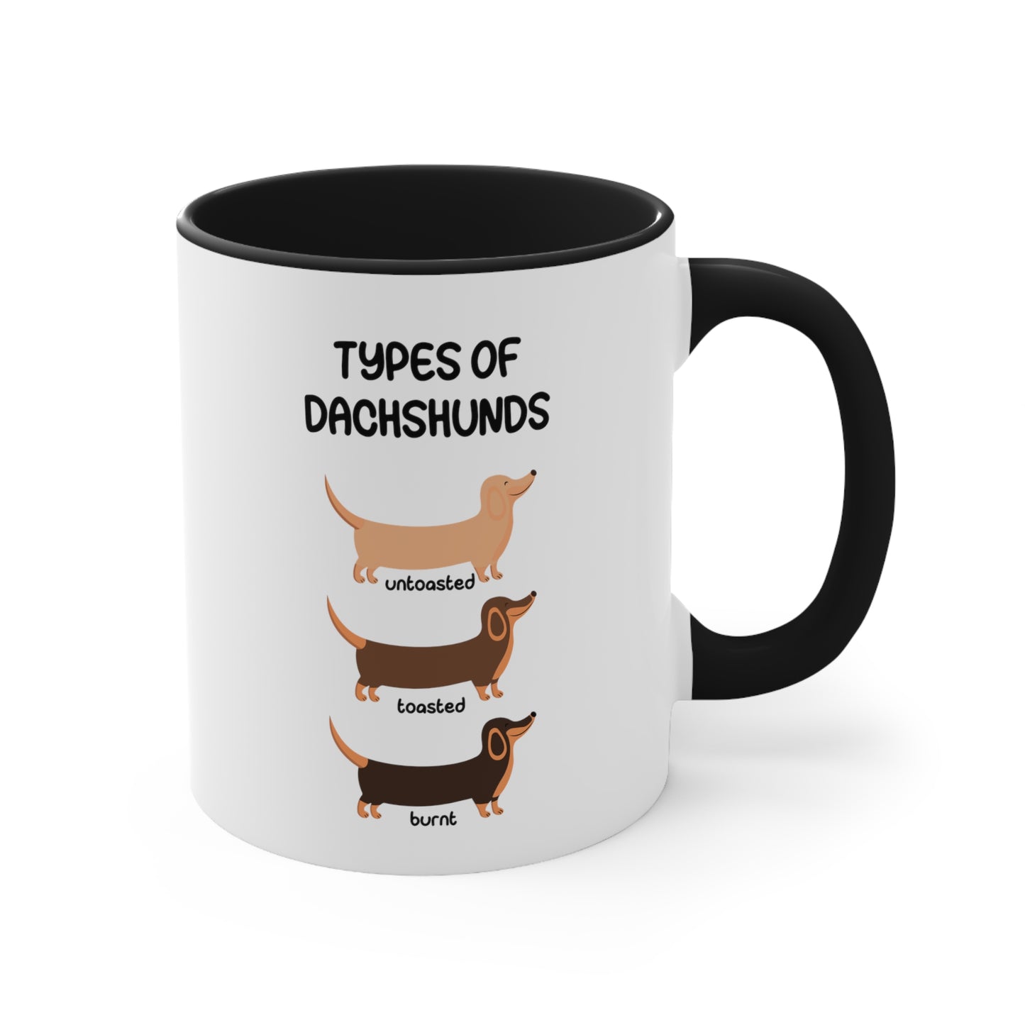 Types of Dachshunds Black Accent Coffee Mug, 11oz