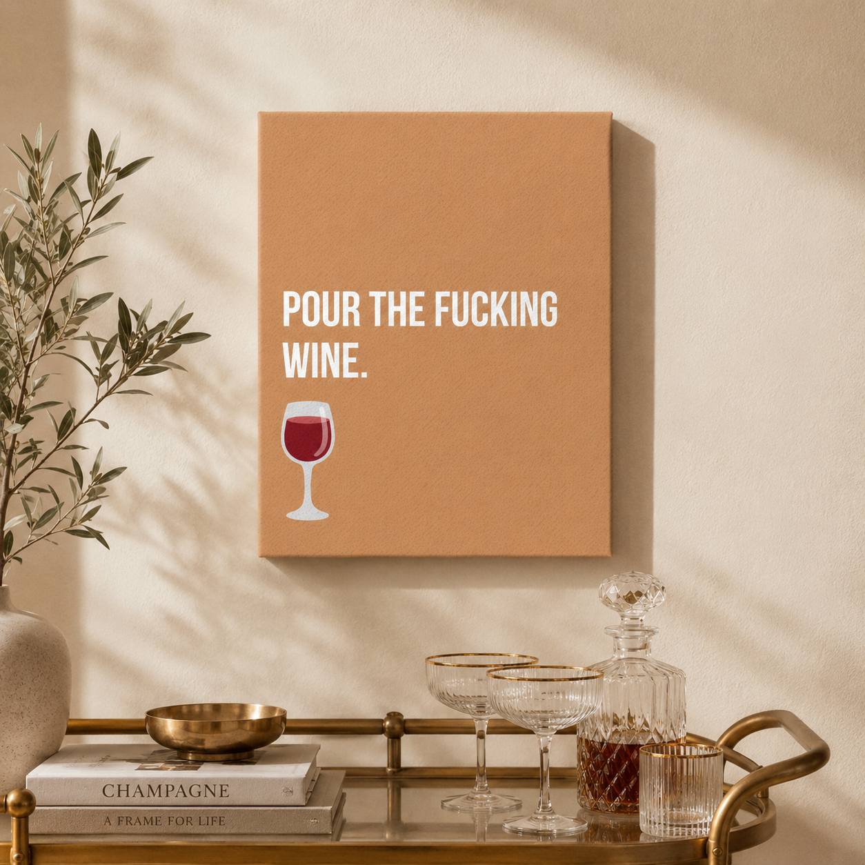 Pour The Fucking Wine | Thin Canvas Art Print
