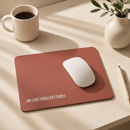 My Last Fuck Left Early | Vegan Leather Mouse Pad