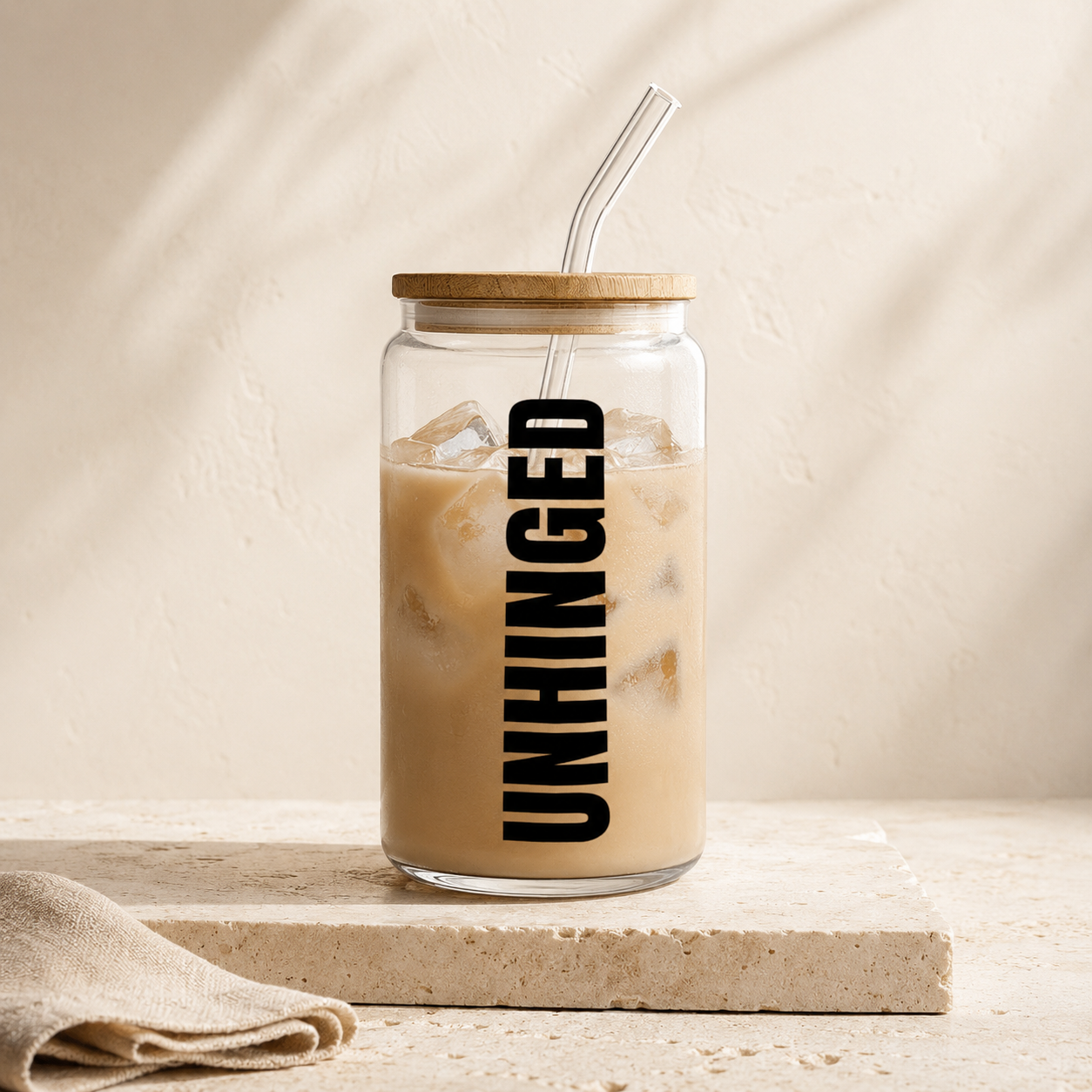 UNHINGED | 16 oz Glass Tumbler with Bamboo Lid & Straw