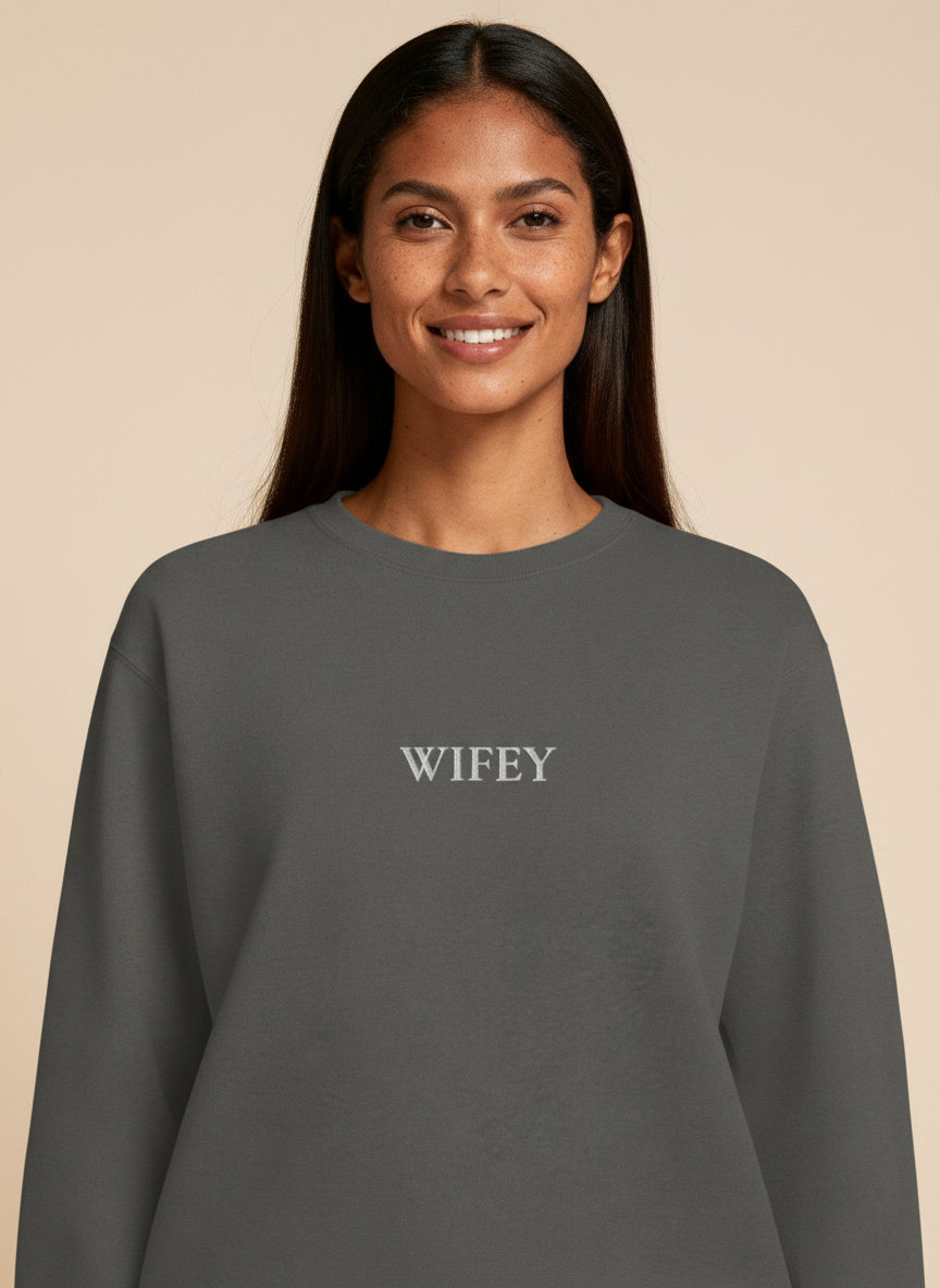 Wifey Embroidered Sweatshirt