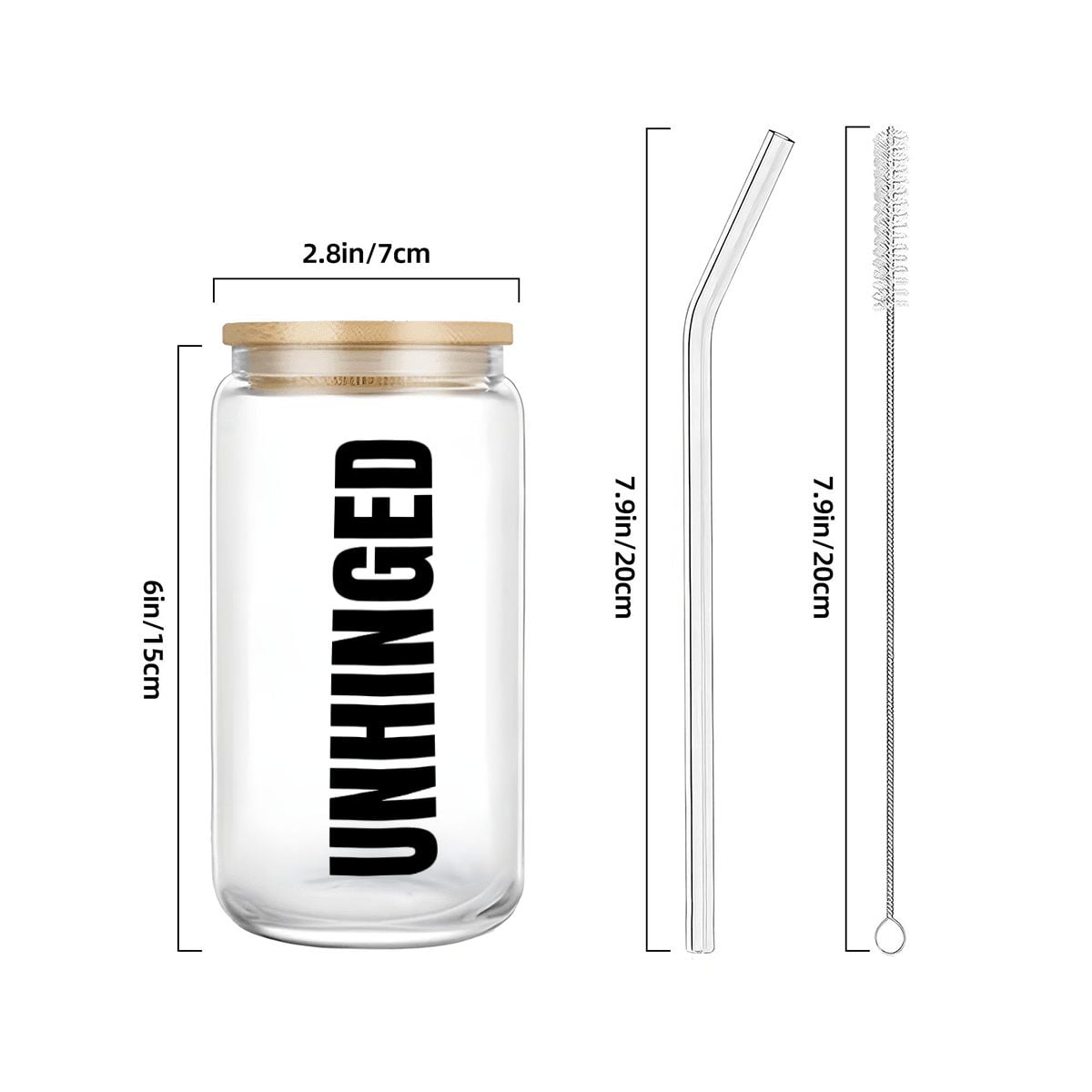 UNHINGED | 16 oz Glass Tumbler with Bamboo Lid & Straw